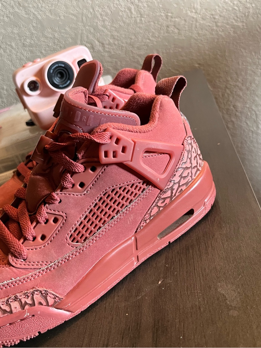 Jordan Kids Red/Pink Retro Lace-Up Sneakers